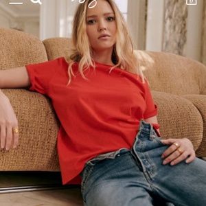 Sezane Conrad tee coral red